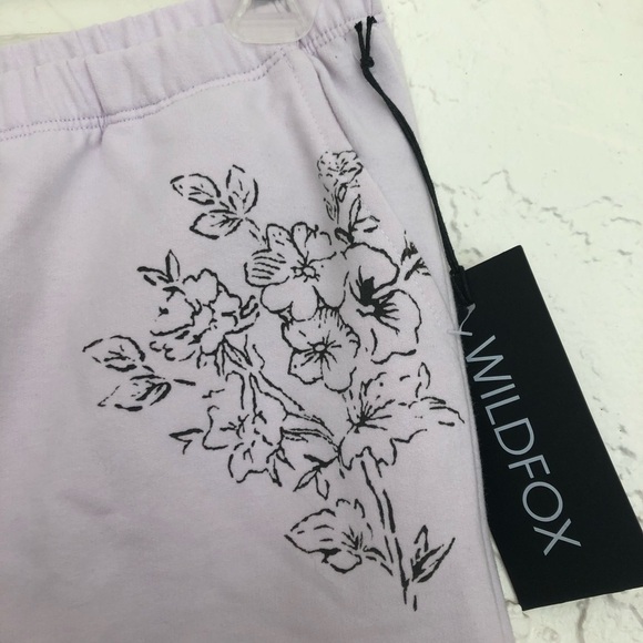 NWT Wildfox Blooms Rory Cozy Jogger Sweatpants Lilac - Picture 3 of 4